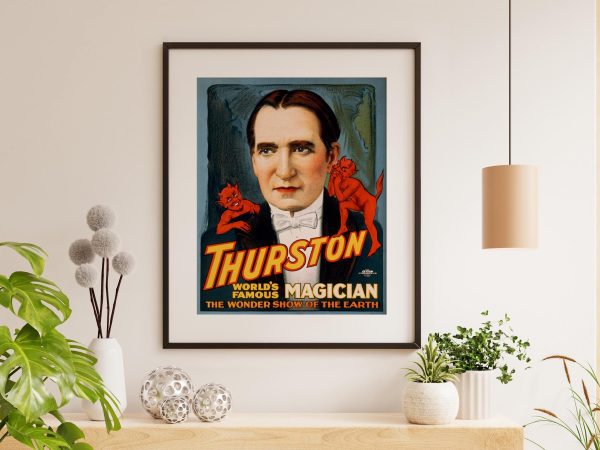 Vintage Thurston Vintage Magic Poster – World’s Famous Magician, Devilish Charm, Classic Magic Performance Art, Vintage Magician Show Print