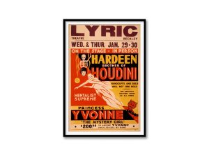 Hardeen Houdini Brother Poster – Vintage Magic Show, Mentalist Supreme, Magic Memorabilia, Illusionist Collectible, Retro Theatre Decor