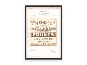 Fleming’s Prunes 1885 Poster - Vintage Dried Fruit Branding, Classic San Jose Label Art, Antique Food Collectible Print