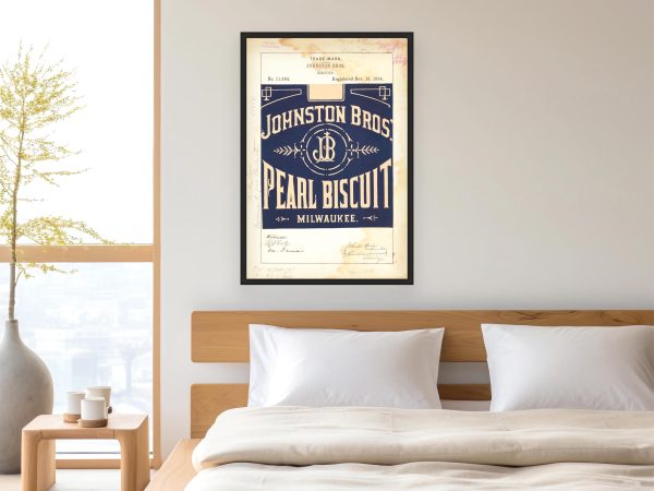 Johnston Bros Pearl Biscuit 1884 Poster - Vintage Biscuit Branding, Classic Milwaukee Food Label Art, Retro Snack Collectible Print