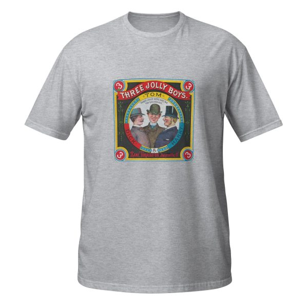 Vintage Tobacco Logo T-Shirt – Three Jolly Boys Retro Design, 100% Cotton Unisex Tee, Classic Style for History Lovers and Collectors