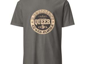 Robinson’s Soda Water T-Shirt – Vintage Queer 5 Cents Soda Logo Design, Cotton Unisex Tee, Retro Style for Beverage Enthusiasts