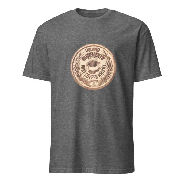 Vintage Distillery Logo T-Shirt – Upland Distillery Pure Copper Whisky Design, Cotton Unisex Tee, Retro Style for Spirits and History Fans