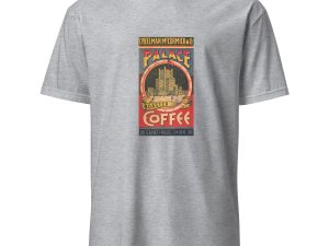 Royal Brew Coffee T-Shirt – Palace Roasted Coffee Design, Cotton Unisex Tee, Vintage Style for Coffee Enthusiasts