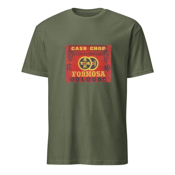 Classic Tea Trade T-Shirt – Cash Chop Formosa Oolong Design, Cotton Unisex Tee, Vintage Style for Tea Lovers and Collectors