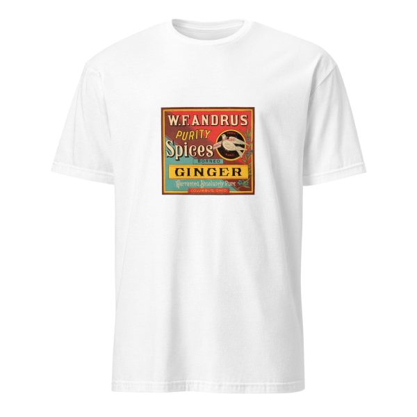 Vintage Ginger Spices Trademark T-Shirt – Classic 19th Century Food Label, 100% Cotton Unisex Tee, Retro Design for History and Food Lovers