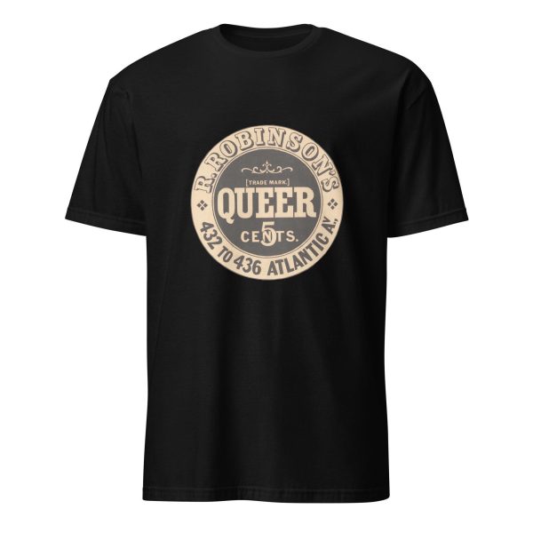 Robinson’s Soda Water T-Shirt – Vintage Queer 5 Cents Soda Logo Design, Cotton Unisex Tee, Retro Style for Beverage Enthusiasts