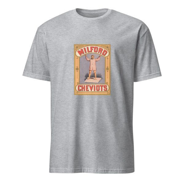 Vintage Textile Logo T-Shirt – Milford Cheviots Strongman Design, Cotton Unisex Tee, Retro Style for Fashion and History Fans