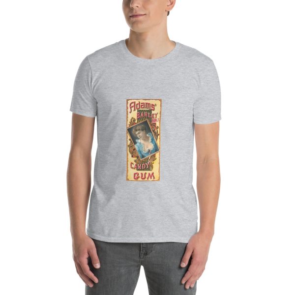 Retro Candy Lover’s T-Shirt – Adams’ Barley Malt Candy Gum Design, Cotton Unisex Tee, Classic Style for Sweets Enthusiasts