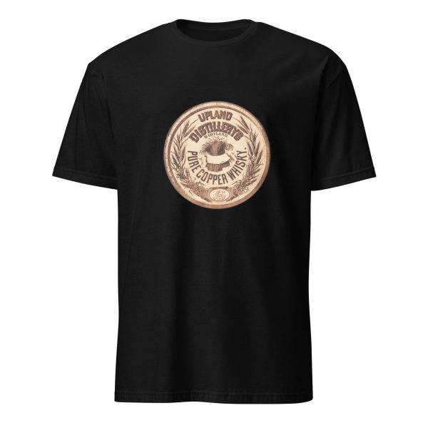 Vintage Distillery Logo T-Shirt – Upland Distillery Pure Copper Whisky Design, Cotton Unisex Tee, Retro Style for Spirits and History Fans