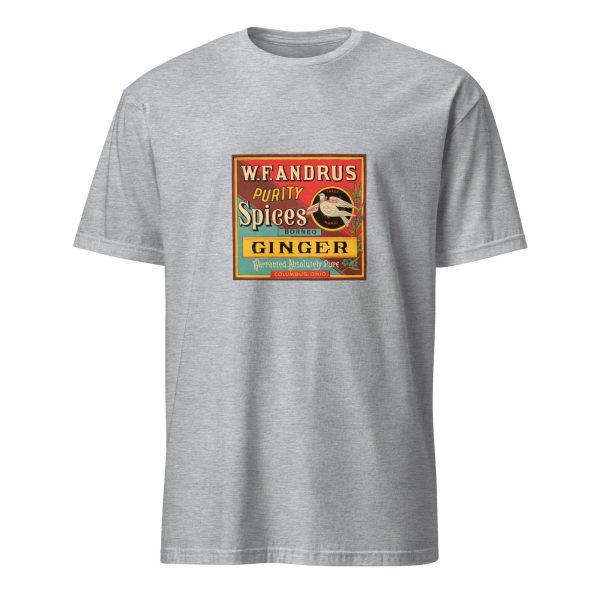 Vintage Ginger Spices Trademark T-Shirt – Classic 19th Century Food Label, 100% Cotton Unisex Tee, Retro Design for History and Food Lovers