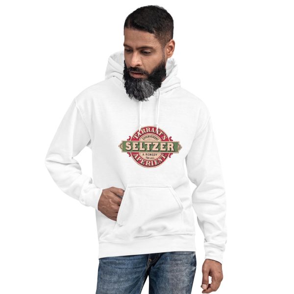 Tarrant’s Effervescent Seltzer Hoodie – Vintage Remedy Logo, Classic Apothecary Design on Cozy Hoodie for Retro Health Enthusiasts