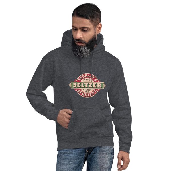 Tarrant’s Effervescent Seltzer Hoodie – Vintage Remedy Logo, Classic Apothecary Design on Cozy Hoodie for Retro Health Enthusiasts