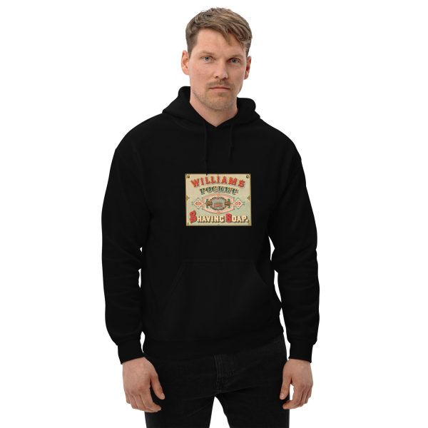 Williams Pocket Shaving Soap Hoodie – Vintage Grooming Logo, Classic Soap Brand Design on Cozy Hoodie for Shaving Enthusiasts