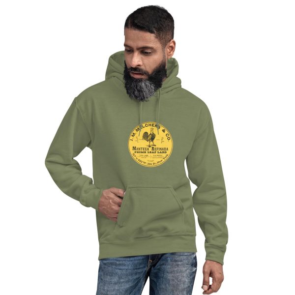 J.M. Melchers & Co.Premium Lard Hoodie – Vintage Lard Brand Logo, Classic Food Product Design on Cozy Unisex Hoodie for Retro Enthusiasts