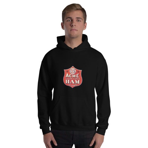 Acme Sugar Cured Ham Hoodie – Vintage St. Louis Meat Brand Logo, Classic Butcher Design on Cozy Unisex Hoodie for Retro Apparel Lovers