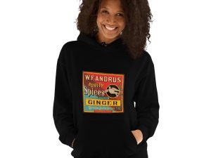 W.F. Andrus Purity Spices Hoodie – Vintage Ginger Spice Logo, Classic Culinary Design for Retro Style and Spice Enthusiasts