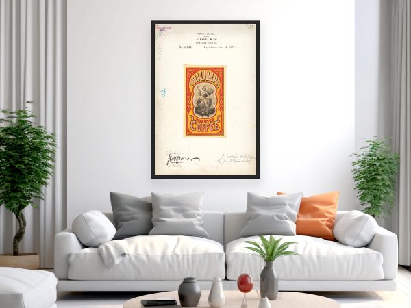 Triumph Roasted Coffee 1877 Poster - Classic Philadelphia Coffee Branding, Vintage Warrior-Themed Coffee Label Art, Antique Beverage Print