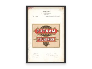 J. Farnum & Co. Putnam Tickings 1880 Poster - Vintage Textile Label, Classic Bedding Ad, Antique Fabric Advertising Print, Historic Decor