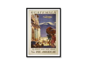 Guatemala Airline Travel Poster – Vintage Airline Art, Latin America Adventure, Scenic Travel Decor, Tropical Getaway, Cultural Landscape