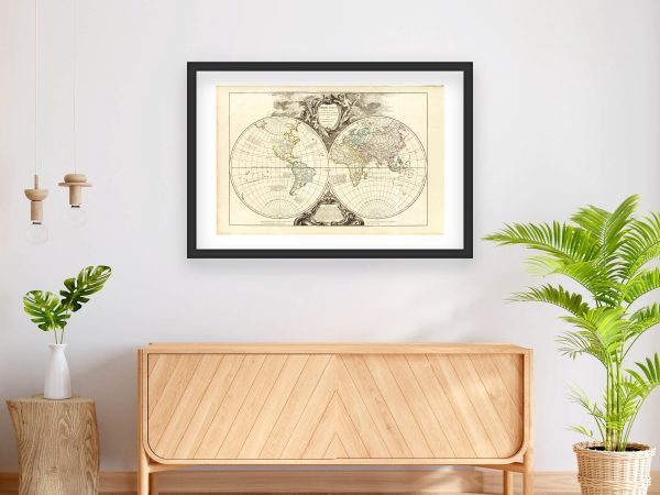 18th Century Orbis Vetus Map - Vintage World Map, Historic Double Hemisphere Chart, Early Global Geography, Reproduction Print