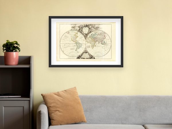 18th Century Orbis Vetus Map - Vintage World Map, Historic Double Hemisphere Chart, Early Global Geography, Reproduction Print