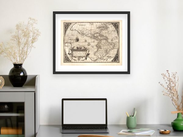 16th Century Americae Sive Novi Orbis Map - Vintage Exploration Era World Map, Historic Western Hemisphere Chart, Reproduction Print