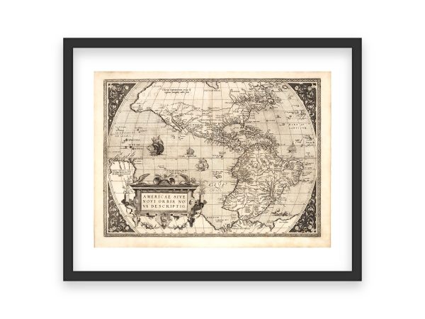 16th Century Americae Sive Novi Orbis Map - Vintage Exploration Era World Map, Historic Western Hemisphere Chart, Reproduction Print