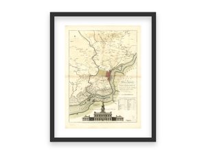 18th Century Philadelphia Map with Independence Hall Illustration - Early American City Planning and Colonial Era Landmarks