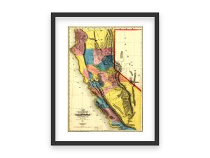 1851 Gold Region Map of California - Early Gold Rush Discovery, Western Territories, Historic Mining Districts, California Geography