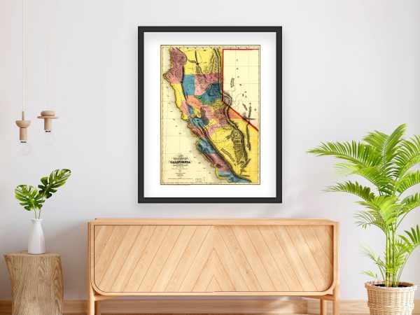 1851 Gold Region Map of California - Early Gold Rush Discovery, Western Territories, Historic Mining Districts, California Geography