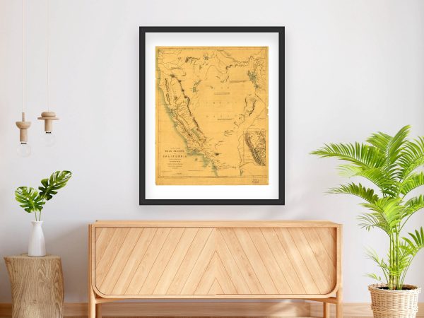 1850 Gold Regions of California - Historical Gold Rush Era Map, Great Basin, Western Territories, Early Mining Locations, History Gift