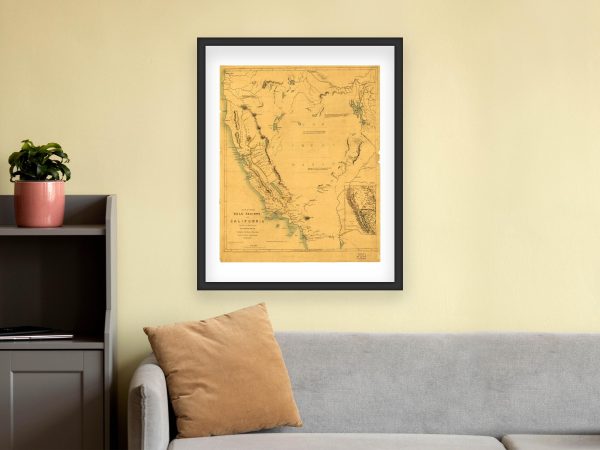 1850 Gold Regions of California - Historical Gold Rush Era Map, Great Basin, Western Territories, Early Mining Locations, History Gift