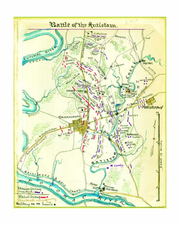 Battle of Antietam 1862 Civil War Map - Historic Battle Overview, Union and Confederate Troop Movements, Potomac River, Sharpsburg