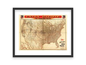 Union Pacific Railroad Overland Route Map - 19th Century U.S. Rail Network, Cross-Country Travel, Connecting Western States