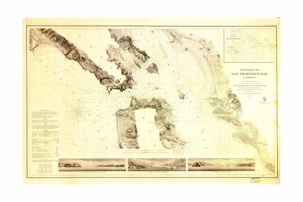 Entrance to San Francisco Bay 1856 - Historic Coastal Survey Map, Nautical Chart, Detailed Bay and Harbor, California Maritime Navigation