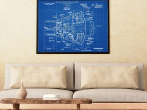 NASA Mercury Space Capsule Blueprint – 1959 Project Mercury Diagram, Detailed Interior Arrangement, Historic Spacecraft Engineering Plan