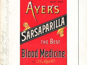 Ayer’s Sarsaparilla Blood Medicine Trademark 1887 Print – Vintage Medicine Label Art, Retro Health Remedy Poster, Antique Medical Decor