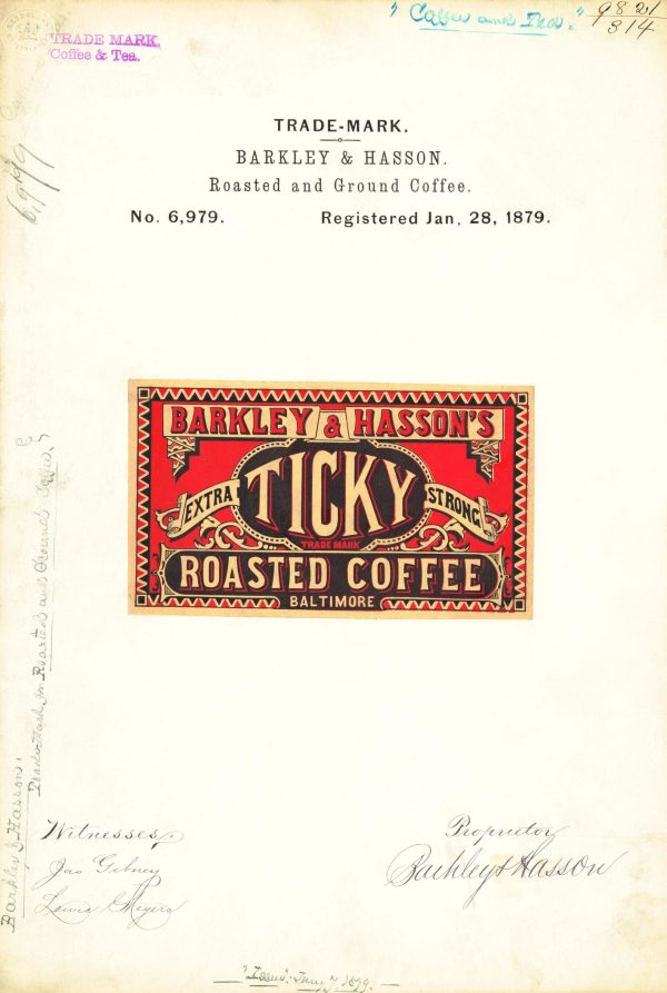 Barkley & Hasson’s Ticky Coffee 1879 Poster - Bold Coffee Branding, Vintage Beverage Label Art, Retro Coffee Collectible Print