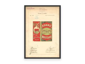 Adams’ Mustard Trademark 1872 Print – Vintage Mustard Label Art, Retro Packaging Design, Antique Culinary Wall Decor, Kitchen Art