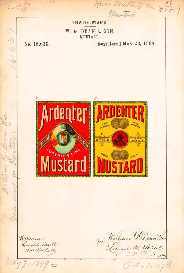 Ardenter 1889 Mustard Trademark Print - Vintage Food Label Art, Retro Mustard Packaging, Culinary Wall Decor, Antique Kitchen Design