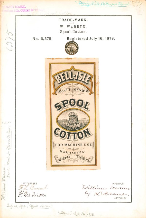 Bell-Isle Spool Cotton 1878 Poster - Vintage Sewing Thread Label, Classic Machine Cotton Ad, Antique Textile Advertisement, Historic Decor