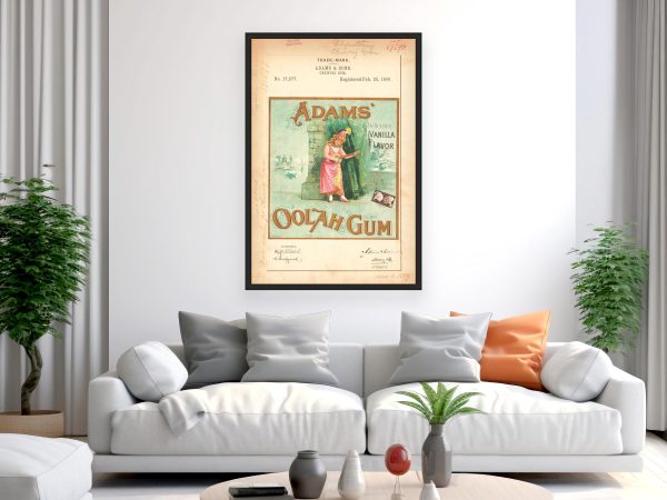 Adams’ Oolah Gum 1890 Poster - Vintage Chewing Gum Branding, Classic Confectionery Label Art, Retro Candy Collectible Print