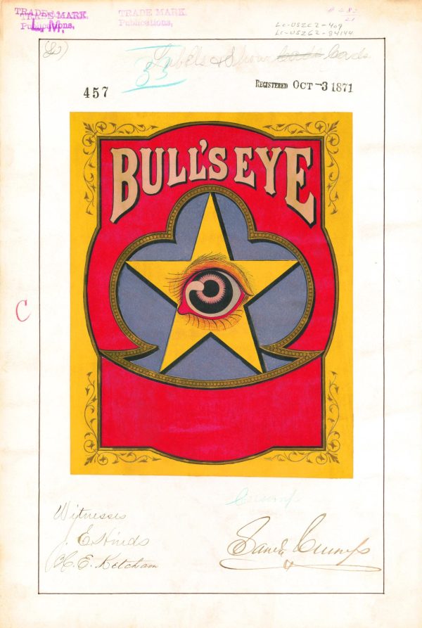 Bull’s Eye Trademark 1871 Print - Vintage Bullseye Logo Art, Antique Publications Poster, Retro Advertising Label, Trademark Decor