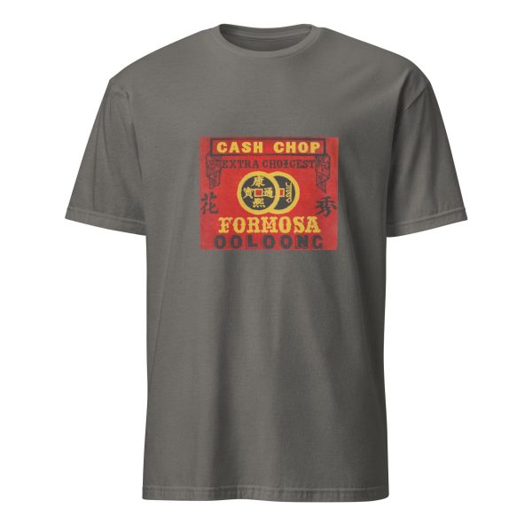 Classic Tea Trade T-Shirt – Cash Chop Formosa Oolong Design, Cotton Unisex Tee, Vintage Style for Tea Lovers and Collectors