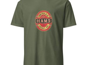 Comstock & Co. Sugar Cured Hams T-Shirt – Classic Cincinnati Meat Brand Logo, Retro Food Design, Cotton Unisex Tee for Food History Lovers