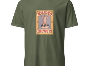 Vintage Textile Logo T-Shirt – Milford Cheviots Strongman Design, Cotton Unisex Tee, Retro Style for Fashion and History Fans