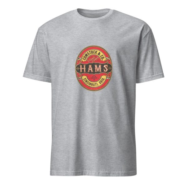 Comstock & Co. Sugar Cured Hams T-Shirt – Classic Cincinnati Meat Brand Logo, Retro Food Design, Cotton Unisex Tee for Food History Lovers