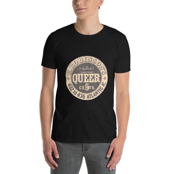 Robinson’s Soda Water T-Shirt – Vintage Queer 5 Cents Soda Logo Design, Cotton Unisex Tee, Retro Style for Beverage Enthusiasts