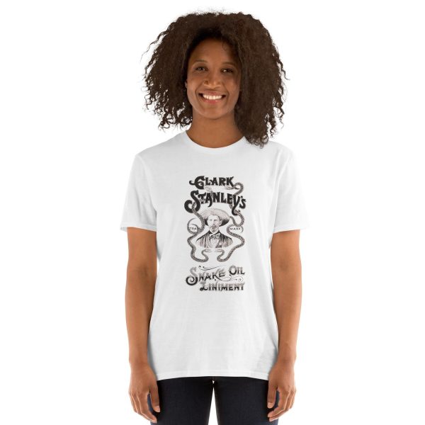 Vintage Snake Oil Liniment T-Shirt – Classic 19th Century Quack Remedy Logo, 100% Cotton Unisex Tee, Retro Design for History Fans